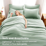 CozyLux Queen Comforter Set Sage Green, 7 Pieces Bed in a Bag Queen Comforter Set with Sheets, Luxury Soft Bedding Sets with Down Alternative Comforter, Fitted Sheet, Flat Sheet, Pillowcases & Shams CozyLux