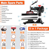AKEYDIY 8 in 1 Heat Press Machine for T Shirts, 12x15 Swing Away Sublimation Heat Transfer Machine, GeniusPress Shirt Press Machine, Digital Tshirt Press Combo for Hat|Cap|Mug|Plate|Bag|Mouse Pads AKEYDIY