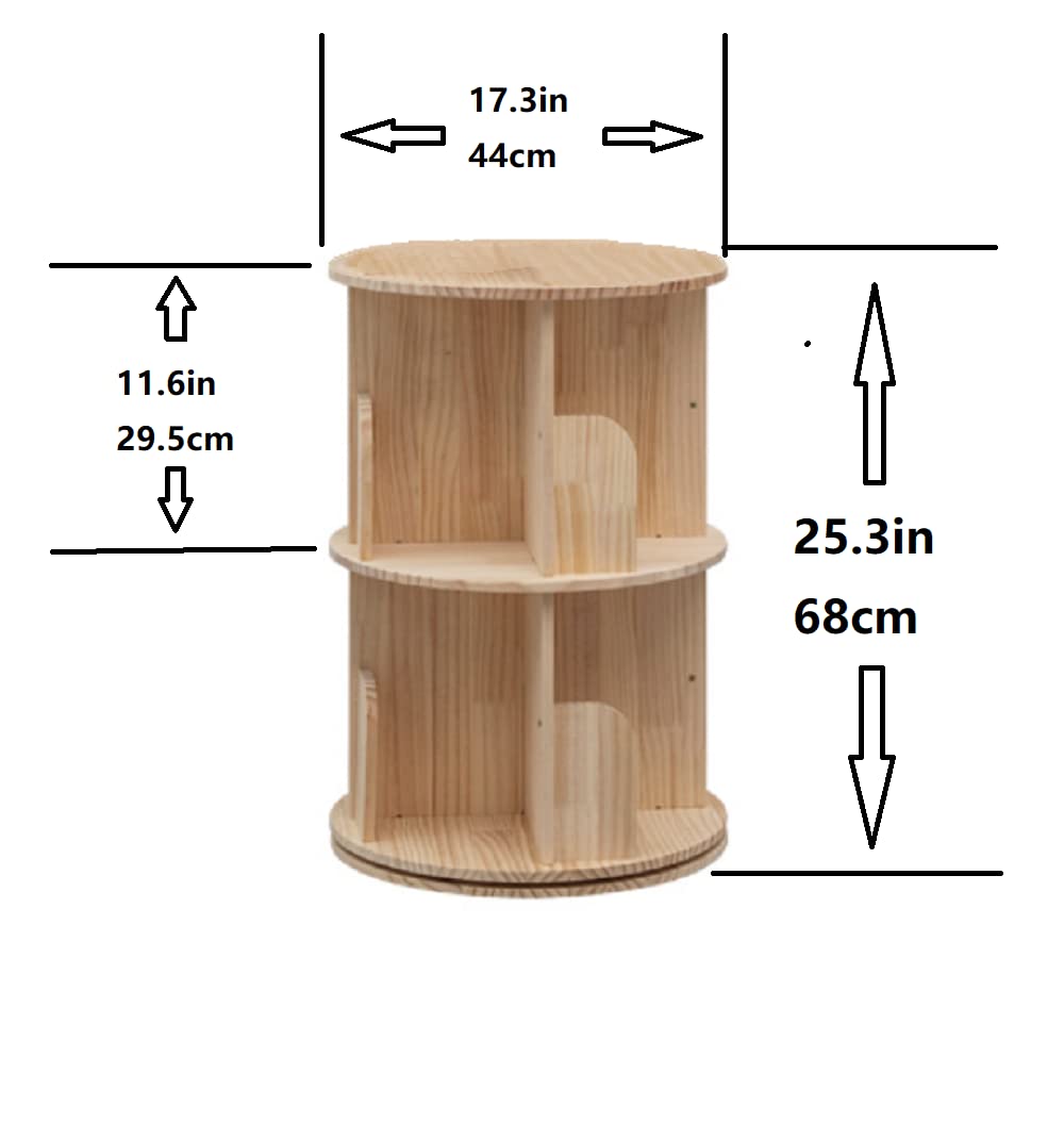 Heehee 2 Rotating Bookshelf 360 Display Floor Standing Bookcase Storage Rack for Kids&Adults Multi-Functional Bookshelf Organizer (2-Tier) Heehee