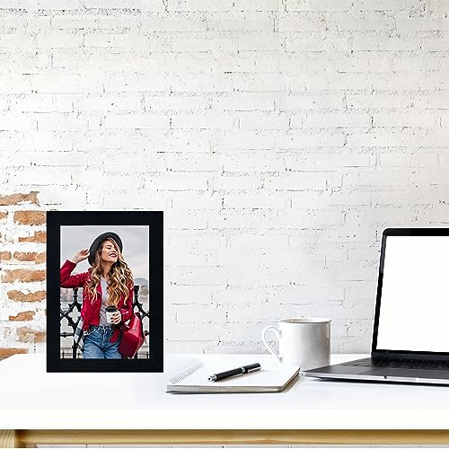 4x6 Picture Frame Set of 5, Wood Photo Frames for 4x6 Pictures Wall Gallery Black 4x6 Frames Tabletop or Wall Mount Display for Prints, Photos, Paintings, Landscape and Kids Artwork (Black) HappyHapi