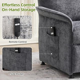 UMBFUN Power Recliner Chair with Remote Control, 21" Wide Seat Small Recliners with Side Pocket for Adults, Thick Cushions Chair for Living Room & Bedroom, Light Grey