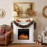 Xbeauty 36" Electric Fireplace with Mantel, Freestanding Fireplace Heater with Remote Control, 5-Level Adjustable Flame Brightness, 750W/1500W Dual Heating Modes for Living Room,Pearlwhite Xbeauty