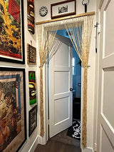 FlavorThings 36inch x 79inch Natural Wood and Bamboo Beaded Curtain Room Divider -Plain Design-Bamboo and Wooden Doorway Beads-Boho Bohemian Curtain 38 Strands (Nature) FlavorThings