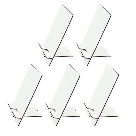 MR.R 5 Pieces Sublimation Blanks Cell Phone Stand Holder MDF Sublimation Desktop Phone Holders Smartphone Tablet Stands DIY Portable Craft Phone Bracket for Table Nightstand Home Office MR.R