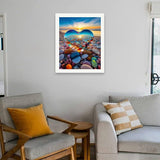 Romantic Paint by Numbers Kit for Adults - DIY Heart Glass and Pebble Beach Sunset Painting on Canvas 16x20 Inches,Acrylic Paint Set,Suitable for Beginners,Love Art for Home Decoration/Gifts TAOPAOLAB