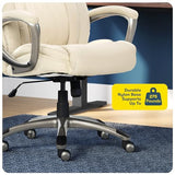 Serta Garret Executive Office Chair, Ergonomic Mid-Back with Lumbar Support, Semi-Plush Cushion and Body Pillows, Padded Armrests, Swivel Base, Bonded Leather, Ivory White Serta