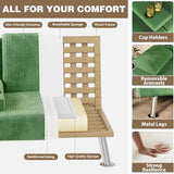 Homall Futon Sofa Bed, Futon Couch with Removable Armrests, Adjustable Recliner Sleeper Sofa Bed with Dual Cup Holders for Living Room, Apartment, Office (Corduroy, Green) Homall