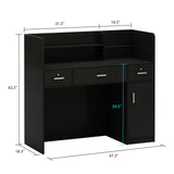 FUFU&GAGA Reception Desk with Counter, Lockable Drawers & Shelves, Cabinet, Front Counter Table for Checkout, Salon Reception Room Store Office, Black, 47.3" W x 18.3" D x 43.3" H FUFU&GAGA