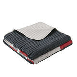 Comfort Spaces Quilt Set Trendy Casual Fun, Vibrant Color Design, Hypoallergenic All Season, Lightweight Coverlet Bedspread Cozy Kids Bedding & Sham Twin/Twin XL Pierre Black/Red Stripe 2 Piece Comfort Spaces