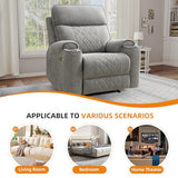 EBELLO Power Recliner Chair, Electric Fabric Reclining Sofa with Cup Holders, USB Type-C Charging Ports, for Small Living Room, Bedroom and Meeting Room, Grey