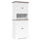 Apicizon 72" Kitchen Pantry Cabinet, Freestanding Kitchen Pantry Storage Cabinets with Barn Doors & Shelves, Utility Hutch Cabinet, Cupboard Organizer for Dining Room Living Room Bathroom Apicizon