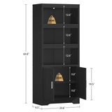 Book Shelf and Bookcase with Doors, 5-Tier Display Storage Cabinet with Adjustable Shelves, Open Compartments, Remote Control LED Lights, Tall cabinet for Bathroom Kitchen Living Room, Home Office TEENFON