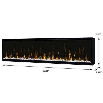 Dimplex IgniteXL 60" Built-in Linear Electric Fireplace (Model: XLF60), 8530/5118 BTU, 240/120 Volt, 2500/1500 Watt, Black