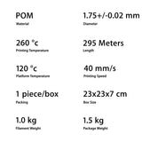 LeoPlas POM Filament 1.75mm 1kg for 3D Printing Supplies Printer Consumables (Black) QWERTYUIOP