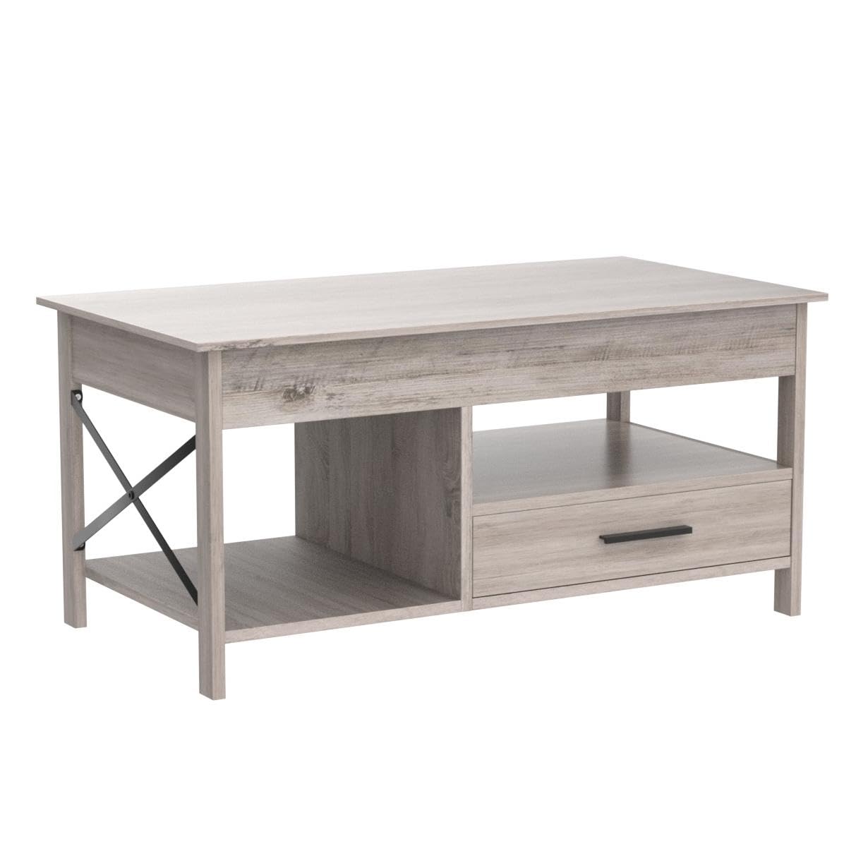 WLIVE Lift Top Coffee Table for Living Room,Coffee Table with Storage,Hidden Compartment and Metal Frame, Central Table for Reception Room,Grey - WoodArtSupply