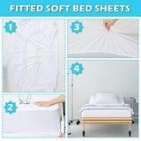 White Hospital Bed Sheets Soft Knitted Sheets 36 x 84 x 14 in Cotton Single Fully Fitted with Elastic All Around, No Wrinkle, Skin Friendly for Home Bed, Massage Table, Hospital, Hotel(4 Pcs) Tudomro