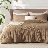 Bedsure Queen Comforter Set - Brown Soft Bedding for All Seasons, Cationic Dyed Bed Set, 3 Pieces, 1 Queen Size Comforter (90"x90") and 2 Pillow Shams (20"x26"+2") Bedsure