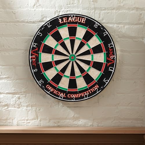 Viper League Pro Regulation Bristle Steel Tip Dartboard Starter Set with Staple-Free Bullseye, Radial Spider Wire, High-Grade Sisal with Rotating Number Ring, Chalk Cricket Scoreboard, Steel Tip Darts Viper