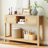 HOOBRO Console Table, 47" Rattan-Like Entryway Table with Storage, Narrow Sofa Table Behind Couch for Living Room Entry Foyer Hallway, Natural NL34XG01 HOOBRO