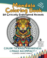 Mandala Coloring Book: 50 Critically Endangered Animals WoodArtSupply