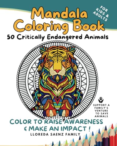 Mandala Coloring Book: 50 Critically Endangered Animals WoodArtSupply