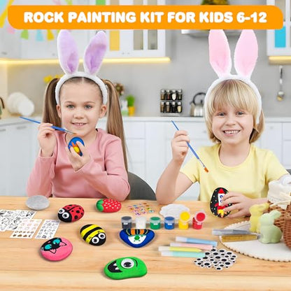 Kids Arts and Crafts Rock Painting Kit - Glow in The Dark - Arts & Crafts Birthday Christmas Gift for Girls Ages 8-12 - Craft Kits for Kids Ages 4-8 - Creative Art Kid Toy for 7 8 9 10 Year O - WoodArtSupply