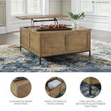 Signature Design by Ashley Torlanta Casual Lift-Top Coffee Table with Hinged Design and Storage, Light Brown & Black Signature Design by Ashley