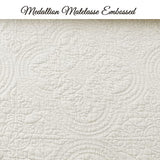 Cozy Line Home Fashions 100% Cotton Medallion Off White Matelasse Embossed Bedding Quilt Set, Reversible Lightweight Bedspread, Coverlet for All Season (Blantyre - Ivory, King - 3 piece) Cozy Line Home Fashions