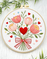 ERKOON Embroidery Kit for Beginners Adult, Flower Cross Stitch Set Include Embroidery Cloth Hoops Threads for Craft Lover Hand Stitch with Embroidery Skill Techniques (Bouquet)
