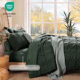 AMBERSPACE Queen Comforter Set Dark Green, Tufted Boho Bedding Farmhouse Bed Set, All Season 7 Pieces Bed in a Bag with Sheets, Pillowcases & Shams AMBERSPACE