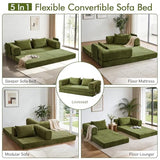 KozyNutria 81" Convertible Sofa Bed with Storage Pockets, 5-in-1 High Density Foam Boneless Couch, Corduroy Folding Futon Sleeper Sofa for Living Room Bedroom Apartment, No Assembly Required, Green KozyNutria