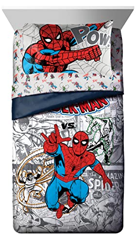 Marvel Spiderman Spidey VS 5 Piece Twin Size Bed Set - Includes Comforter & Sheet Set Bedding - Super Soft Fade Resistant Microfiber (Official Product) Jay Franco