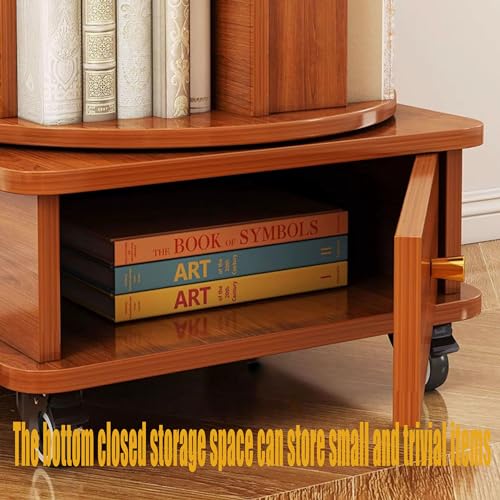 TruRim 360° Rotating Five-Tier Bookshelf for Small Spaces - Stylish Wooden Storage Tower - WoodArtSupply