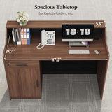 ANGRYWIN Reception Desk with Counter, Front Desk with Drawer and Storage Cabinet, Modern 47 inch Retail Counter with Cable Grommet for Checkout, Beauty Salon, Barber, Home Office (1-Drawer) ANGRYWIN