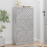 FUNISIR Shoe Storage Cabinet with 3 Flip Drawers, Slim Shoe Cabinet for Entryway, Hidden Shoe Organizer, Wooden Narrow Shoe Rack Cabinet with Removable Shelf, Grey FUNISIR