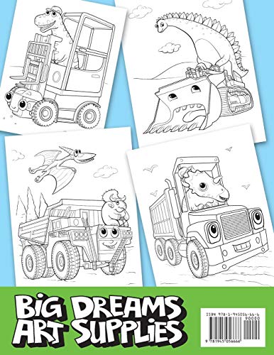 Dinosaurs, Diggers, And Dump Trucks Coloring Book: Dinosaur Construction Fun for Kids & Toddlers Ages 2-8 (Dinosaur Coloring Adventures)