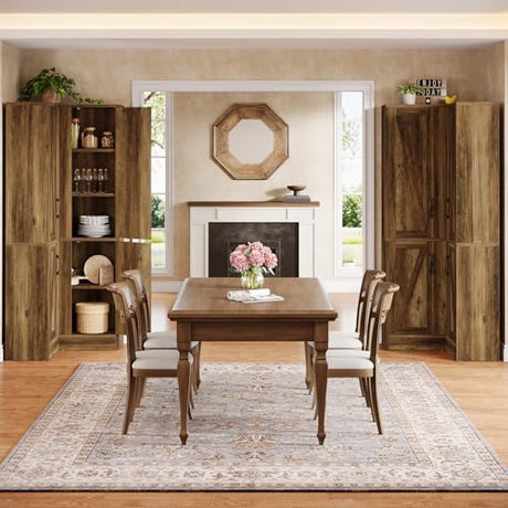 Tribesigns Corner Pantry Cabinet, 67" Tall Kitchen Pantry with Doors and 5-Tier Storage Shelves, Farmhouse Wooden Corner Bar Cabinet for Home, Living Room, Bar, Kitchen, Rustic Brown Tribesigns