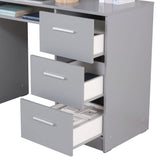 Madesa Computer Desk with 3 Drawers, 1 Door and 1 Storage Shelf, Wood Writing Home Office Workstation, Office Desk with Drawers - 30” H x 18” D x 53” W - Grey Madesa