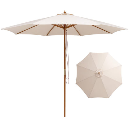 Giantex 10FT Patio Umbrella, Outdoor Table Market Umbrella with 8 Bamboo Ribs, Pulley Lift and Ventilation Hole, Outdoor Sunshade Umbrella for Poolside Backyard Beach (Beige)