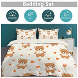 WIVCOMD Twin Duvet Cover Set - Cute Brown Teddy Bear Soft Microfibre Bedding - Minimalist Style Bedding Quilt Cover Set with Pillow Cases, Light Yellow WIVCOMD