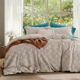 Bedsure Boho Duvet Cover King Size - Linen Breathable & Soft Boho Bedding, Machine Washable Comforter Cover for All Seasons, Includes 1 Duvet Cover 104"x90" with 2 Pillow Shams & Zipper Closure Bedsure