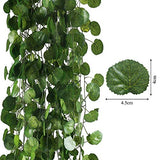 HO2NLE 12 Pack 84 Feet Artificial Fake Hanging Vines Plant Faux Silk Green Leaf Garlands Home Office Garden Outdoor Wall Greenery Cover Jungle Party Decoration HO2NLE