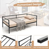 Giantex Metal Twin Daybed Frame, Day Bed with Metal Slat Support & 3-Sided Guardrails, 2-in-1 Space-Saving Sofa Bed for Living Room Guest Room, No Box Spring Needed, Black Giantex