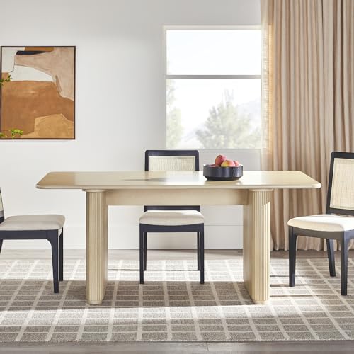 Walker Edison Modern Vertical Reeded Plinth-Base Dining Table, 68 Inch, Birch Walker Edison