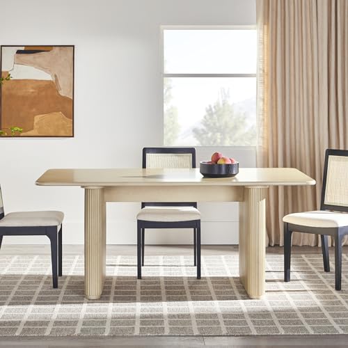 Walker Edison Modern Vertical Reeded Plinth-Base Dining Table, 68 Inch, Birch - WoodArtSupply