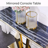 ACEDCOR Modern Console Table, Rectangular Living Room Entryway Table with Mirrored Geometric Base, Black Gold ACEDÉCOR