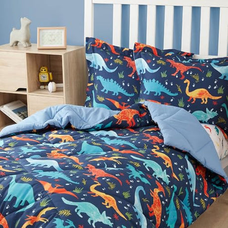 PPOLCA Twin Dinosaur Kids Bedding Set for Boys, 2 Pieces Twin Dinosaur Kids Comforter Sets for Boys, Super Soft Lightweight for All Seasons, Includes 1 Comforter (66"x86") and 1 Pillowcase(20"x26"+2") PPOLCA