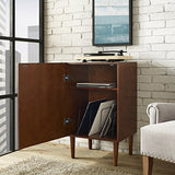 Crosley Furniture Everett Record Player Stand with Storage for Vinyl Records, Mahogany Crosley