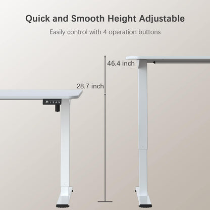 Furmax Electric Height Adjustable Standing Desk Large 63 x 24 Inches Sit Stand Up Desk Home Office Computer Desk Memory Preset with T-Shaped Metal Bracket, White - WoodArtSupply