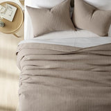 EVERGRACEHOME Cotton Gauze King Bedspread, Ultra Soft Prewashed Pick Stitch Matelassé Coverlet, Lightweight Textured Oversized King Quilt Bedding Set for All Season, with 2 Shams, Mocha Brown EVERGRACEHOME